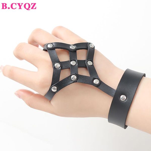 

charm bracelets b.cyqz 2021 leather harness hand for women modern bracelet accessories punk gothic girl party jewelry, Golden;silver