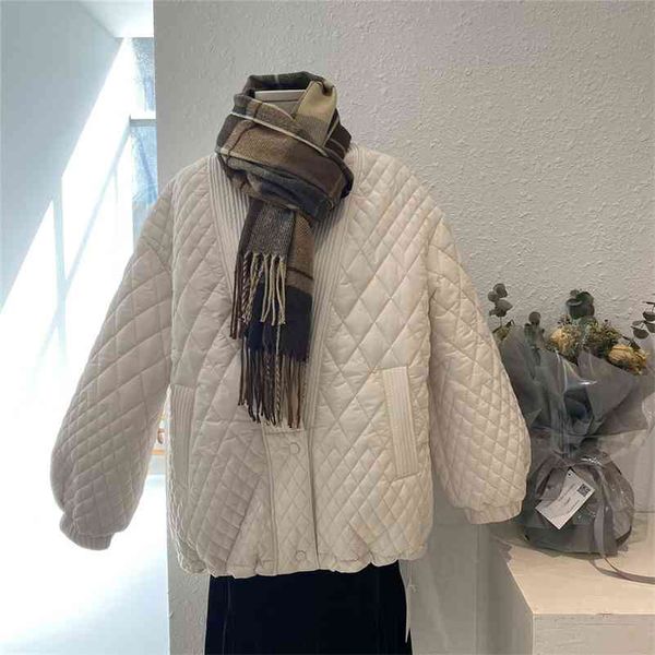 

korobov winter fashion new thick warm women parka coats elegant long sleeve solid jackets pockets v neck oversize female coat 210430, Black;brown