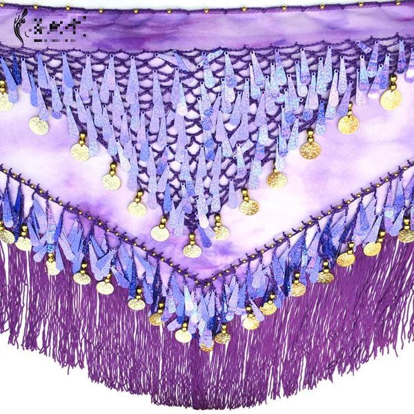 

stage wear belly dance hip scarf tassel tribal dancing coin belt 8 color fringe waist accessories rsh8, Black;red