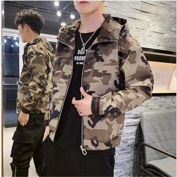 

men's jackets spring autumn workwear jacket youth tide brand casual camouflage coat outwear, Black;brown