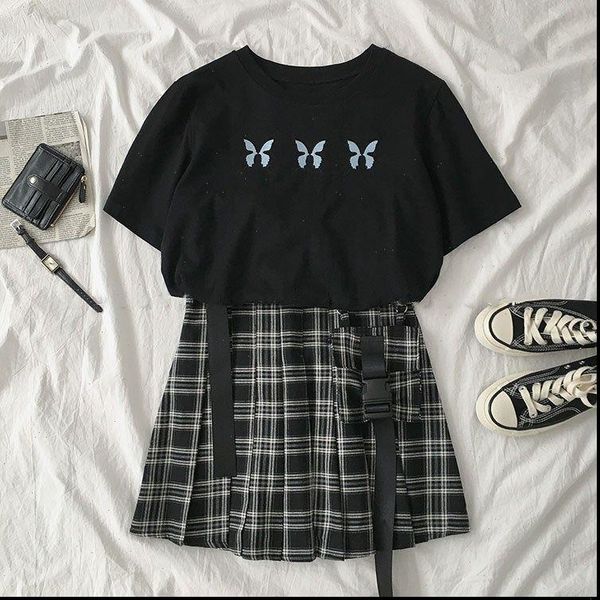 

japanese lolita lattice kawaii cute women skirt harajuku casual pleated femme mini e girl plaid gothic clothes cosplay, Black