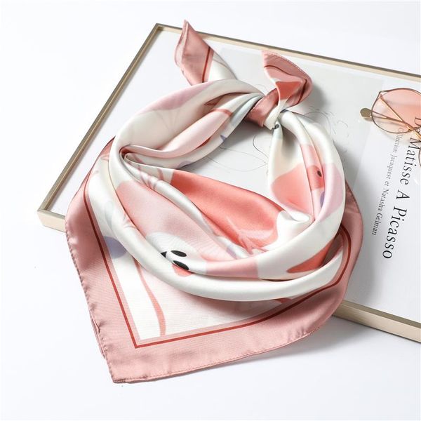 

scarves lady fashion silk scarf floral print foulard shawls women neck hair band square neckerchief bandana 2021, Blue;gray