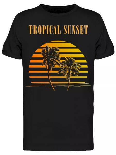 

tropic sunset palm trees tee men's -image by shutterstock, White;black
