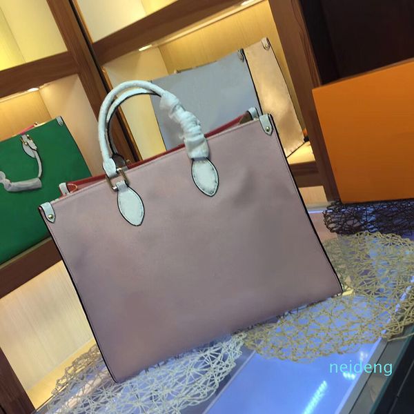 

2021 large bags 41cm shoulder bag evening contrast color beach genuine leather handbag crossbody purse messenger lady handbags