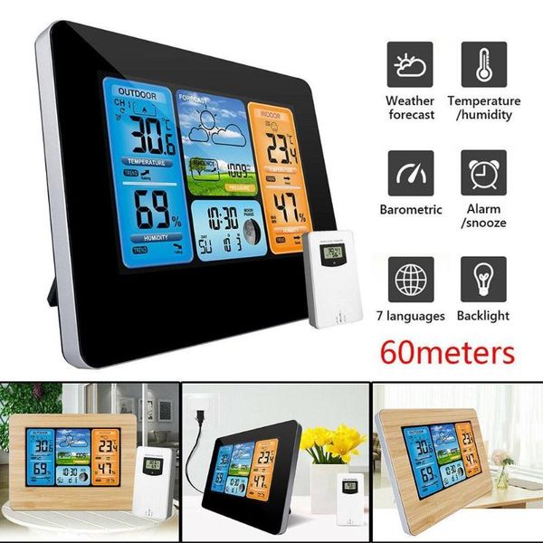 

multifunctional electronic alarm clock outdoor hygrometer weather perpetual wireless calendar transmitter w7g3 other clocks & accessories