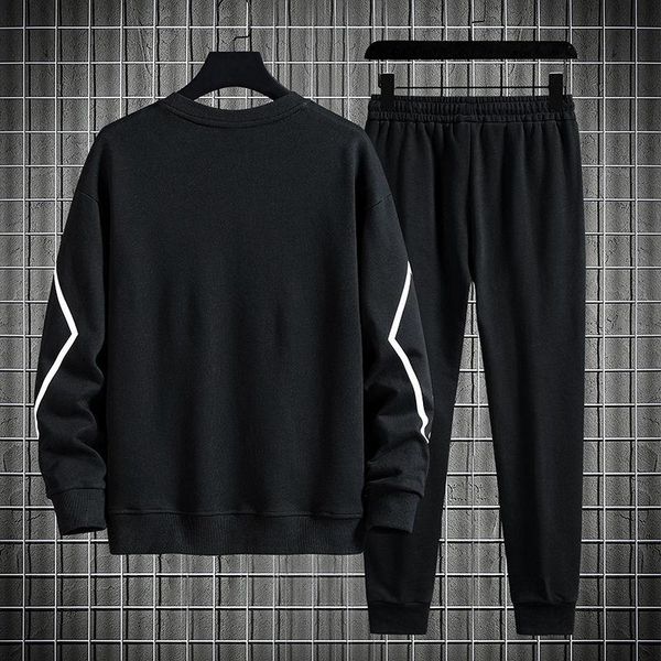 

jogging clothing 2021 spring and autumn fashion increased sports leisure suit men's loose sweater pants two piece geometric print, Black;red