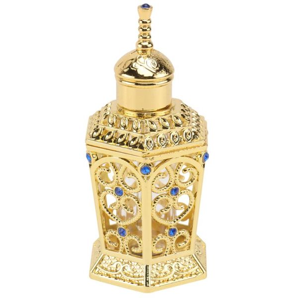 

storage bottles & jars 1pc alloy glass perfume bottle delicate essential oil container golden