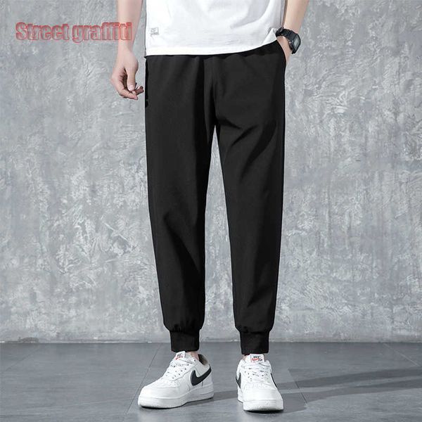 

men pants joggers sweatpants mens spring streetwear pants fitness clothing fashion summer casual ankle banded pant men 210616, Black