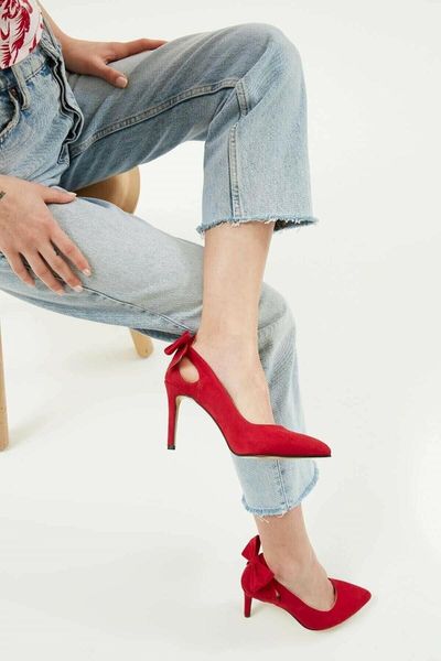 

dress shoes red bow-knot pumps women high heels woman pointed toe stiletto party black plus size wedding