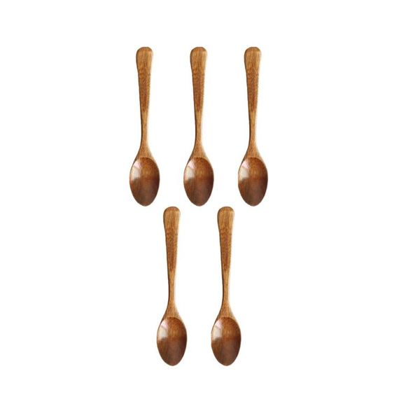 

spoons 5pcs wood spoon dessert children mini portable tableware for home restaurant (cys020q 12.5cm)