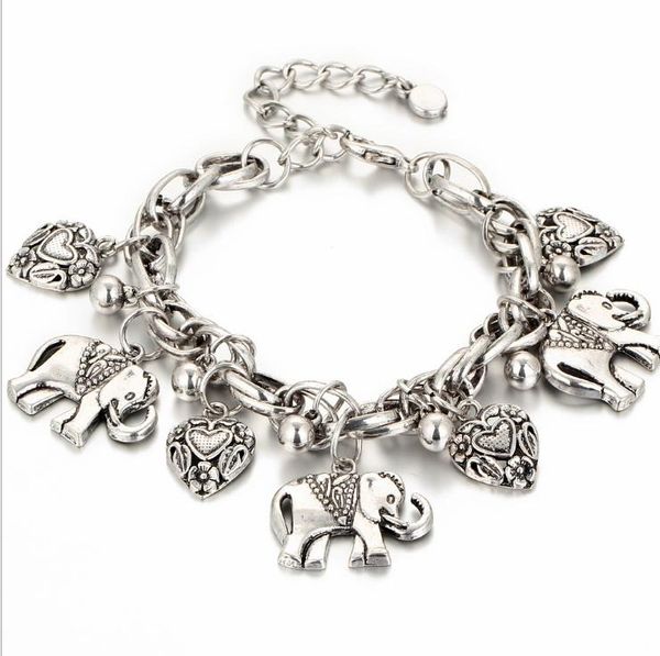 

anklets anglang vintage gold silver color for women elephant pendant charms box chain beach summer foot ankle bracelet, Red;blue