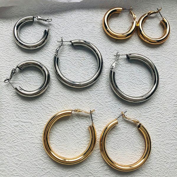 2021 mode Gold Farbe Oversize Hoop Ohrringe Für Frauen Breite Große Metall Runde Kreis Aussage Ohrring Vintage-Schmuck Geschenk