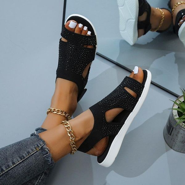 

sandals women mesh casual ladies wedge shoes solid color platform slip-on female sandalias soft thick bottom zapatillas mujer, Black