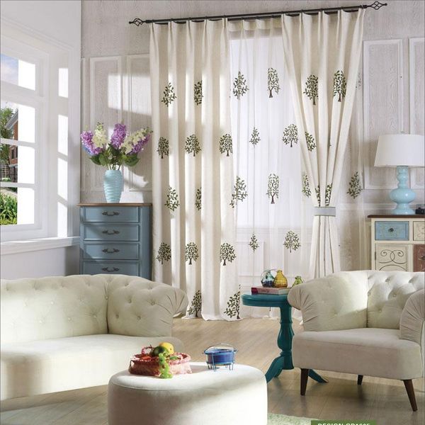 

high-grade cotton and linen custom embroidery shade curtains for living room introressive plain bedroom kitchen curtain & drapes