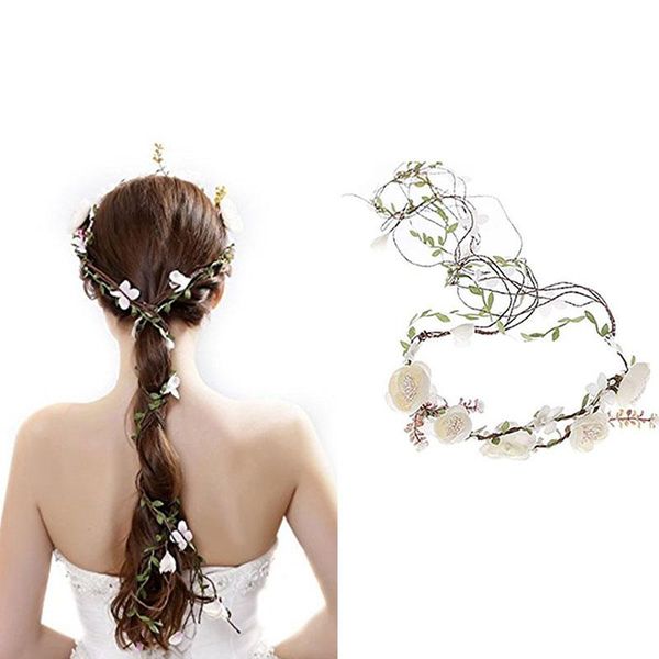 

hair clips & barrettes accessories for girl princess white follow rattan adjustable wreath headband wedding band bridal headwear, Golden;silver