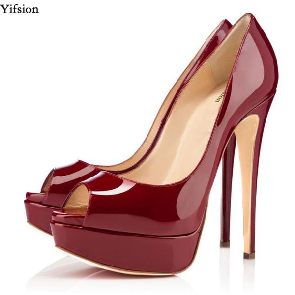 

dress shoes olomm women classics shiny pumps stiletto high heel peep toe 6 colors wedding ladies plus us size 5-15, Black