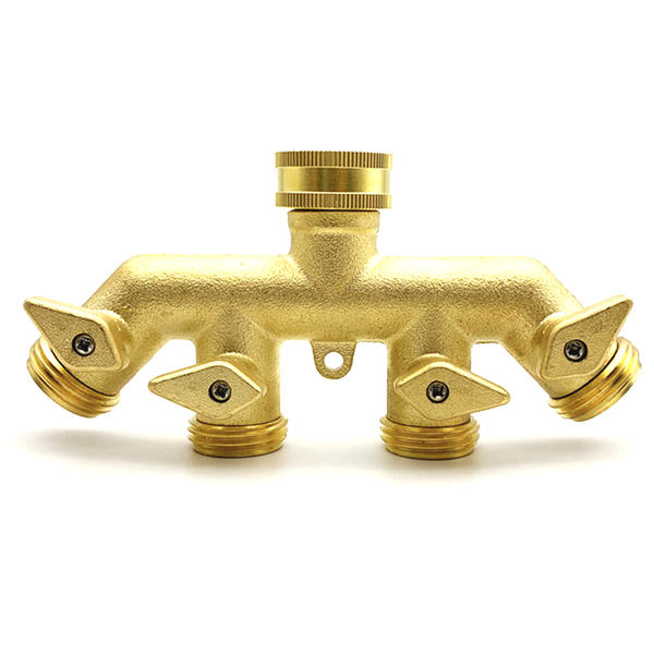 

heavy duty brass 4 way manifold garden hose splitter connector water tap adapter 3/4 inch gardening irrigation faucet connectors watering eq