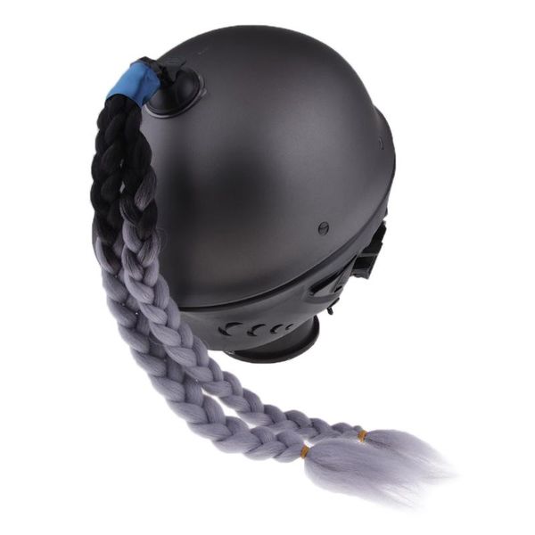 

54cm/21'' handmade motorcycle helmet braids woman wig decorate pigtail ponytail with sucker bow helmets
