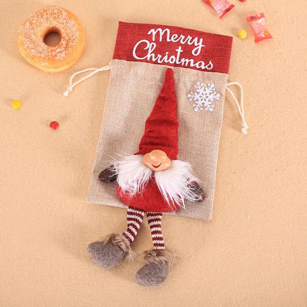 

gift wrap christmas forest man bag faceless doll cartoon bundle mouth burlap decoration candy hanging