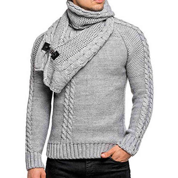 

2021 brand new european and american fashion men's neck detachable pullover knit sweater men, Black