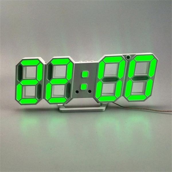 

digital clock glowing night mode brightness adjustable electronic table 24/12 hour display alarm wall hanging clocks