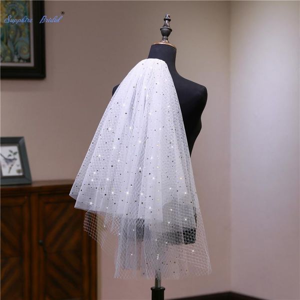 

bridal veils sapphire arrival fingertip length sequin star wedding veil velo de novia 2 tier gold accessories, Black
