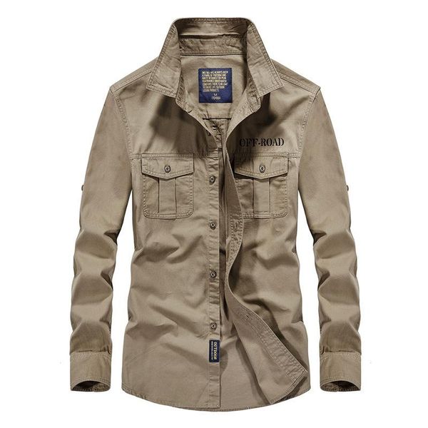 

men's casual shirts 2021 autumn spring men military style 100% pure cotton khaki long sleeve shirt male army green black blue, White;black
