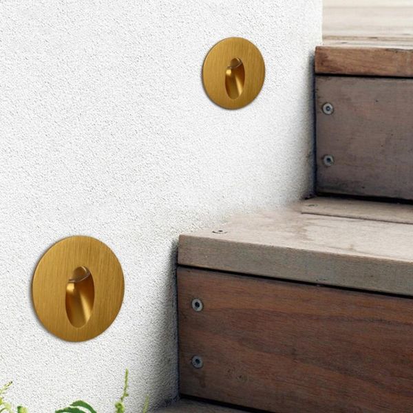 

wall lamp 3w led stair light aluminum round recessed step pathway corner staircase ac85-265v fr59s