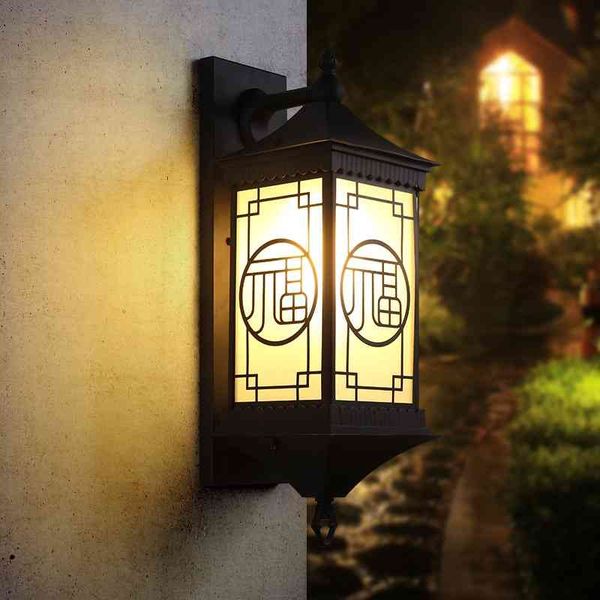 

outdoor new chinese outdoor waterproof villa garden family led solar wall lamp