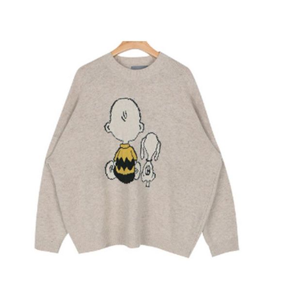 

women's sweaters 2021 spring autumn korean version student cartoon knit sweater female o neck thick loose pullover high quality, White;black