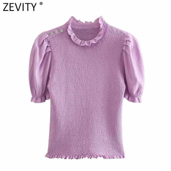 

women sweet ruffled puff sleeve elastic slim short knitting sweater female chic shoulder diamond pullovers sw713 210416, White;black