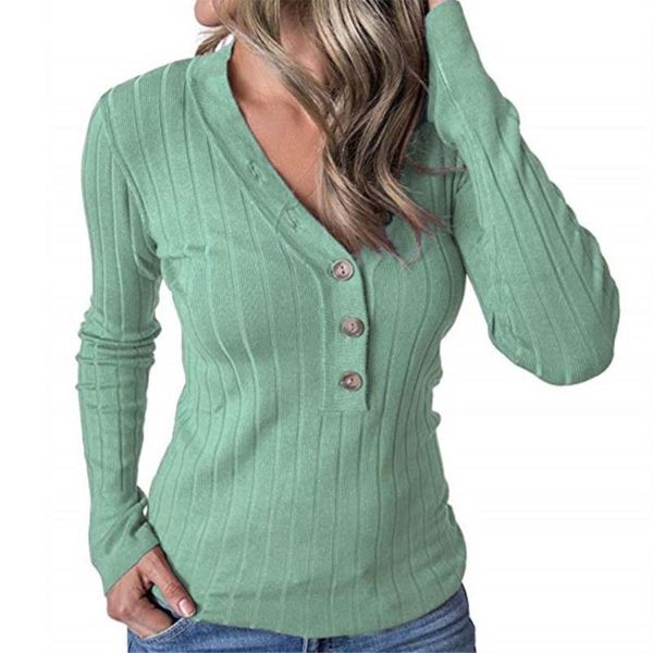 

women's sweaters women sweater casual solid ladies fashion pullover soft knit long sleeve v neck front button spring, White;black