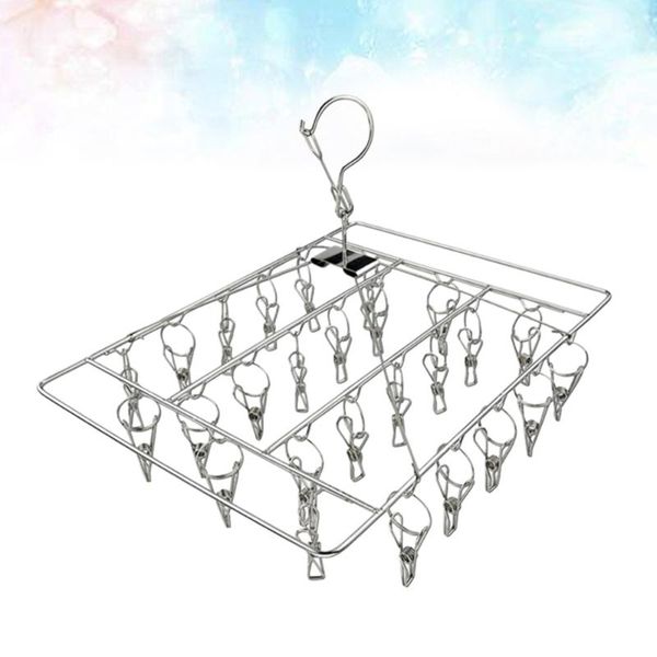

clothing & wardrobe storage square sock rack stainless steel laundry clothes hanger drying multi-clip single layer