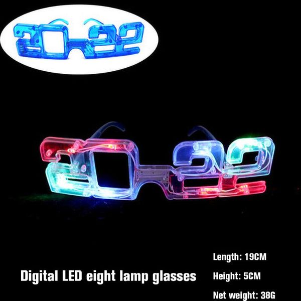 

party decoration led glowing light glasses 2022 eight lights year christmas atmosphere jumping di selfie props bar club accessories