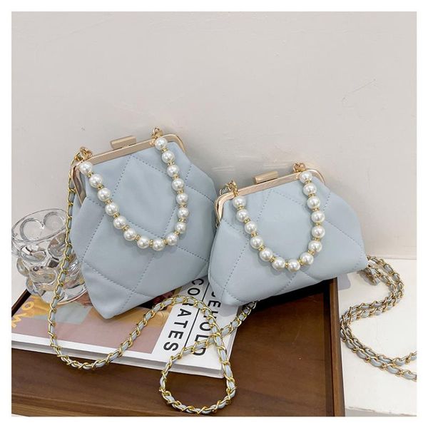 

evening bags stylish small square bag simple women's solid color soft-sided lock chain to hand-held stiletto