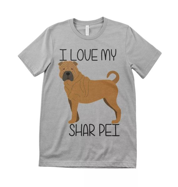

I Love My Shar pei Unisex Kids Dog Lover T shirt All Sizes Grey & White, White;black