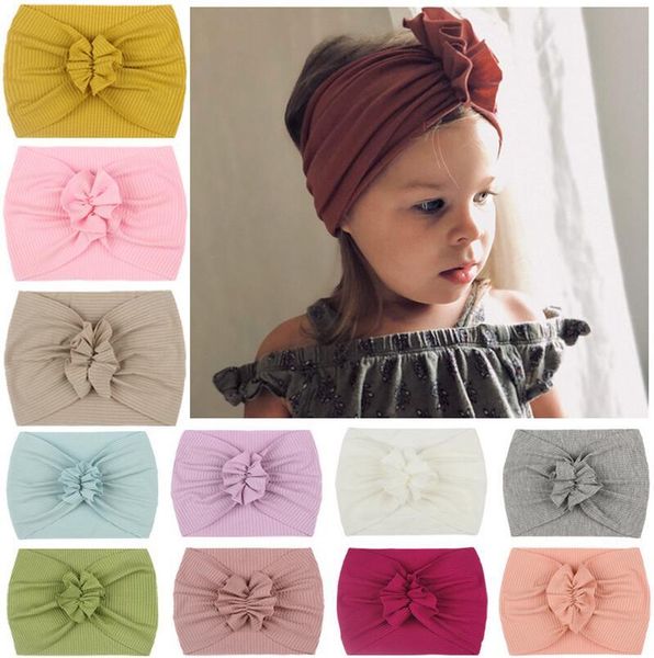 

kids baby girl turban headband soft nylon headwraps bow knot headbands stretchy hair bands children little girls fashion hair accessories, Slivery;white
