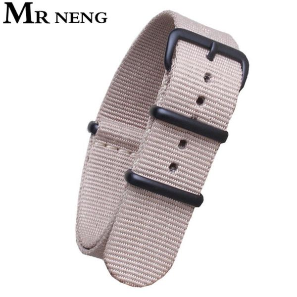 

watch bands mr neng est beige color watchband 20mm 22mm 24mm nato nylon band strap black silver buckle, Black;brown