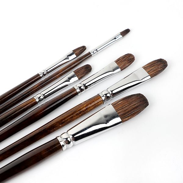 

watercolor flower marten brush round head set long rod oil brush acrylic pen animal hair hand-painted 6 pack paint brush
