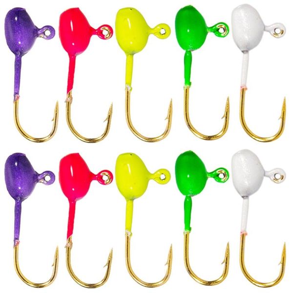 

fishing hooks 10pcs/box head jig kit high carbon steel sharp round bend strong barbed for