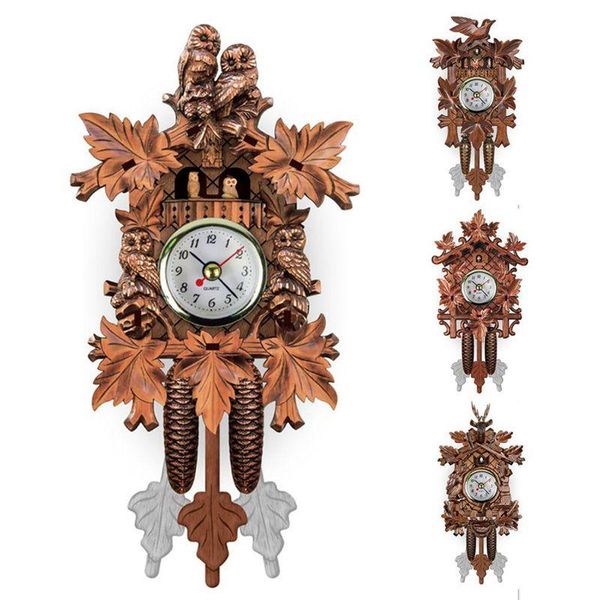 

vintage home decorative bird wall clock hanging wood cuckoo living room pendulum craft art for house clocks