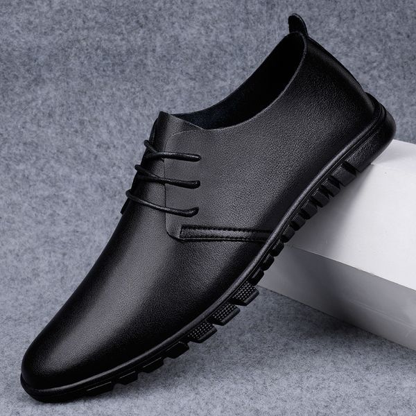 

dress shoes men's fashion oxford 2021 spring genuine leather black wedding formal business lace-up elegant gwa6