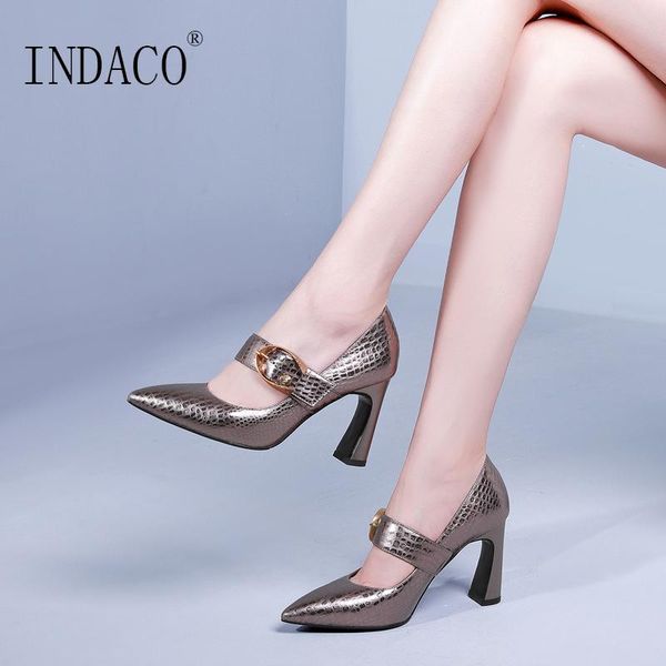 

women leather pumps green fashion high heel shoes for 8.5cm dress, Black