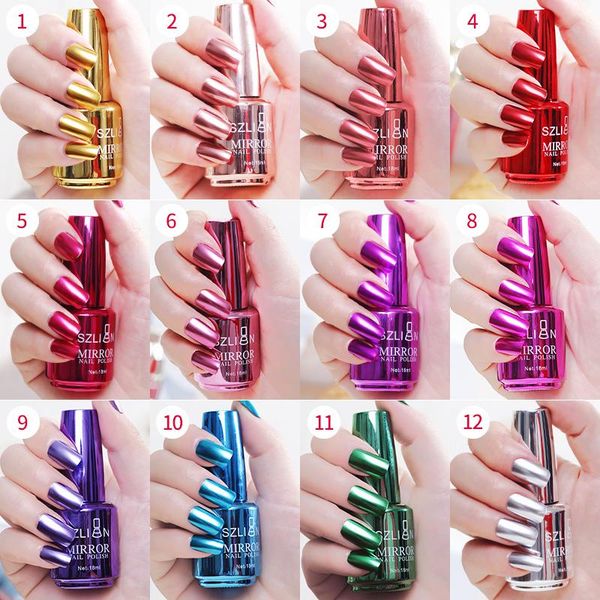 

nail polish metallic magic mirror effect chrome art varnish rose gold color 18ml decoration tool silver