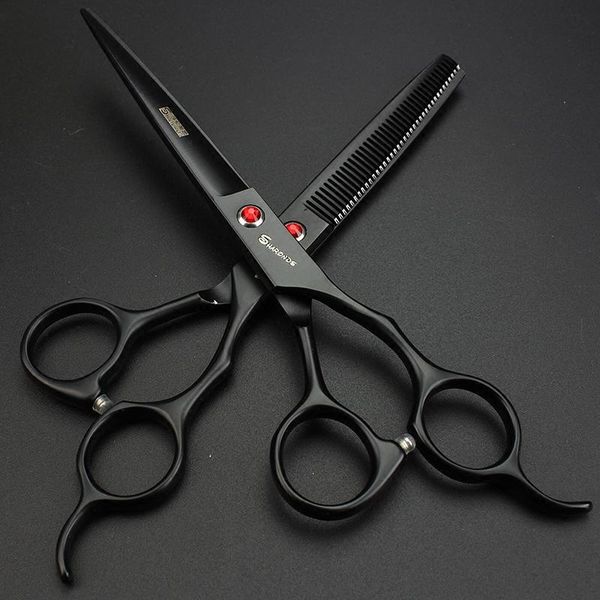 

inch hairdressing scissors cutting and tooth set professional black chunker hair