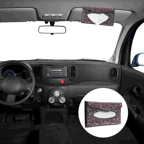 

car organizer pu leather napkin holder bling handbag shape tissue case for