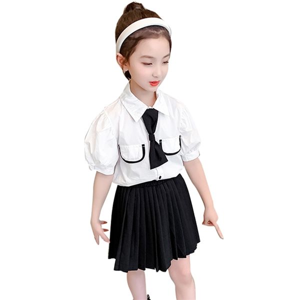 

teen girls clothing tshirt + short teenage casual style tracksuit girl summer children's 210527, White