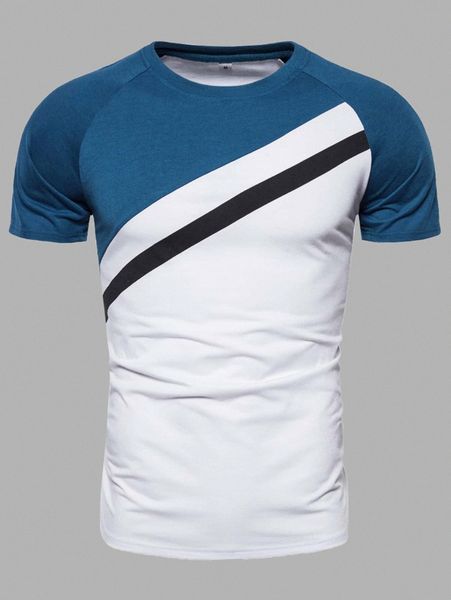 

men contrast panel raglan sleeve tee d7yx#, White;black