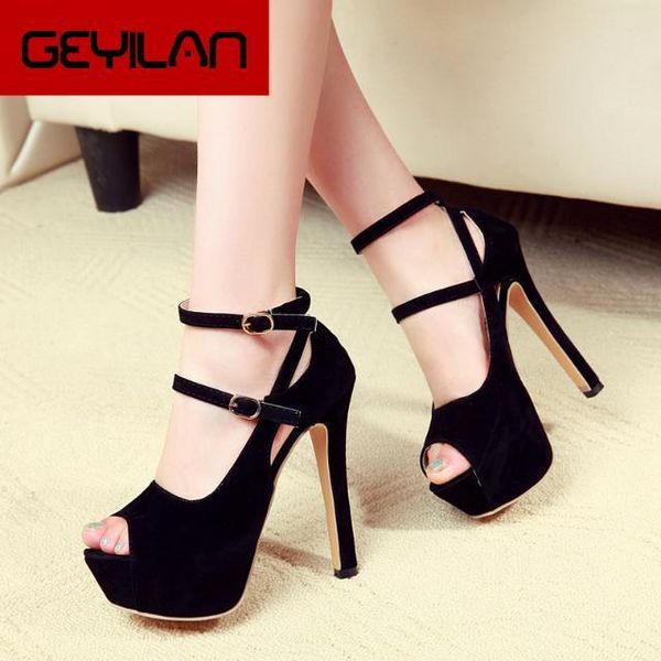 

dress shoes women's high heels spring europe america 14cm fish mouth waterproof platform nightclub single, Black