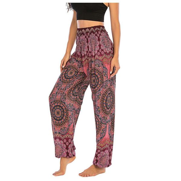 

yoga outfit woman pants loose baggy boho women high waist elastic trousers gym clothing female sport 5i